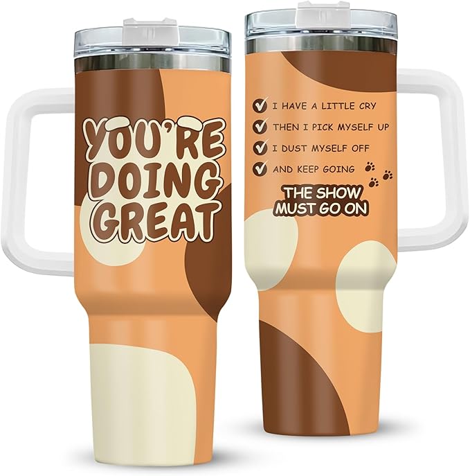 Gifts for Mom, Cartoon Mommy Tumbler with Handle and Straw, 40 oz Stainless Steel Mama Coffee Mug, Mommy Drinking Cup, Unique Birthday Gifts for Expecting, New Mom