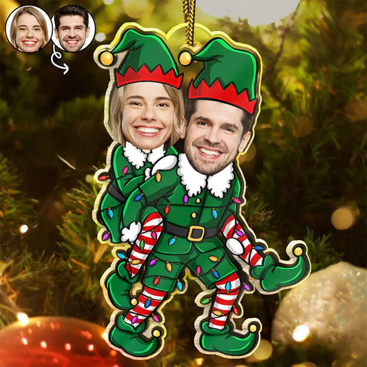 Personalized Christmas Elf Ornament Customized Photo Gift for Christmas