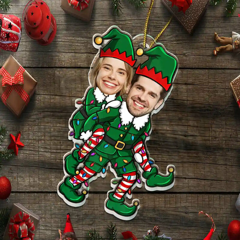 Personalized Christmas Elf Ornament Customized Photo Gift for Christmas