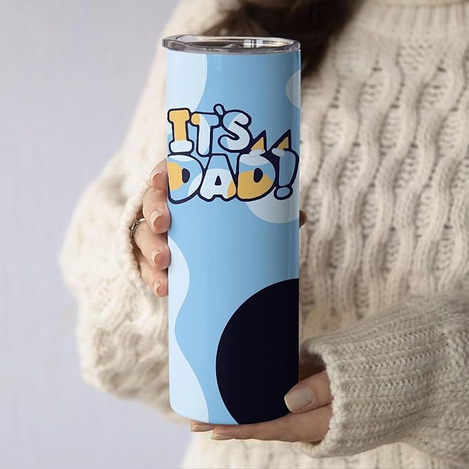 Stainless Steel Skinny Tumbler, 20oz Skinny Tumbler, It's Dad Tumbler, Father Day Gift, Tumbler For Dad, Cartoon Gifts