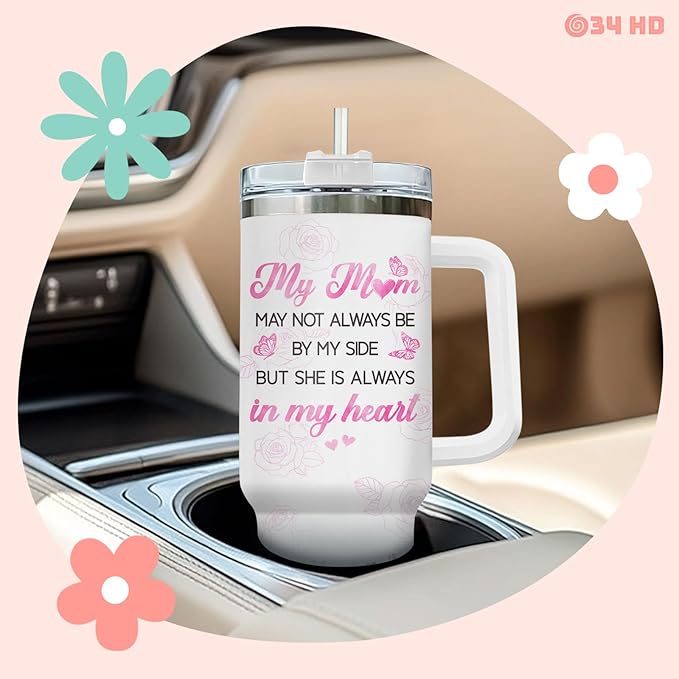 Mothers Day Gifts for Mom Daughter, Mom and Daughter Tumbler with Handle and Straw, 40oz Mommy Insulated Tumbler, Mama Coffee Mug, Inspirational Gifts for Mum