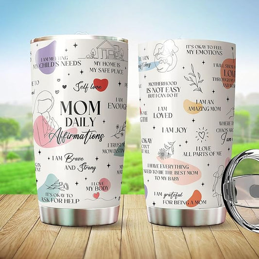 Mom Tumbler - Mom's Gift for Mothers Day, Christmas, Birthday - Mom Coffee Mug with Daughter, Son's Love
