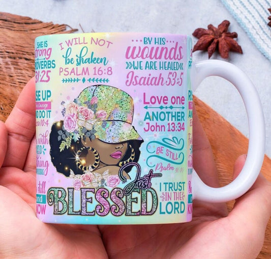 Just Blessed, Bible Quotes Mug, Prayer Mug, Gift Mug