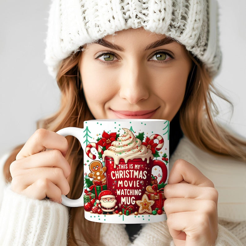 This is My Christmas Movie Watching 11oz & 15 oz Mug, Cute Christmas Mug, Christmas Movies Mug