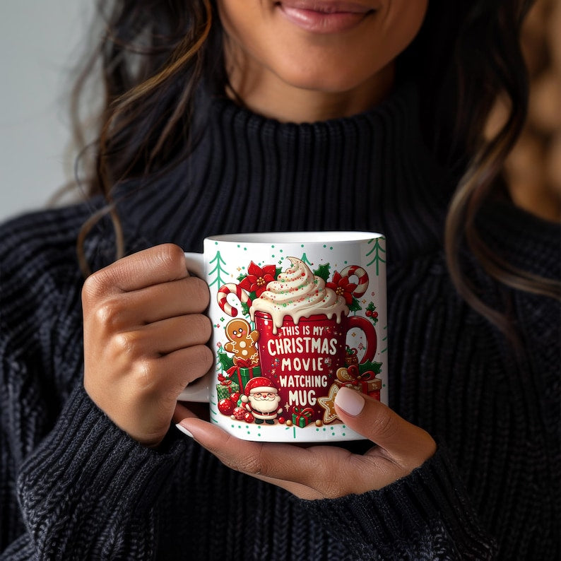 This is My Christmas Movie Watching 11oz & 15 oz Mug, Cute Christmas Mug, Christmas Movies Mug