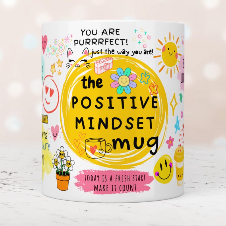 The Positive Mindset Mug, Morning Mindset Mug, Gratitude Coffee Cup Mug