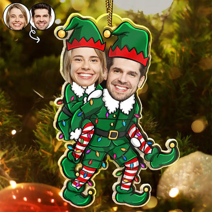 Personalized Christmas Elf Ornament Customized Photo Gift for Christmas