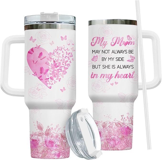 Mothers Day Gifts for Mom Daughter, Mom and Daughter Tumbler with Handle and Straw, 40oz Mommy Insulated Tumbler, Mama Coffee Mug, Inspirational Gifts for Mum