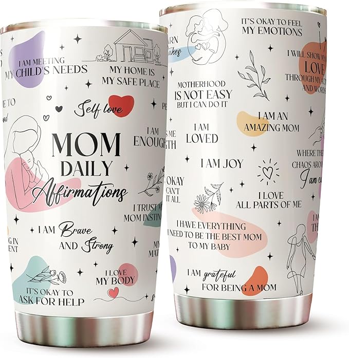 Mom Tumbler - Mom's Gift for Mothers Day, Christmas, Birthday - Mom Coffee Mug with Daughter, Son's Love