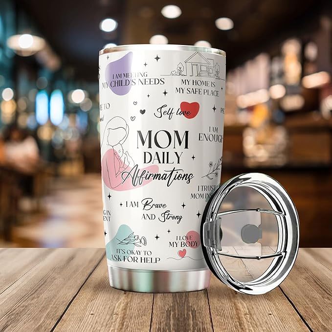 Mom Tumbler - Mom's Gift for Mothers Day, Christmas, Birthday - Mom Coffee Mug with Daughter, Son's Love