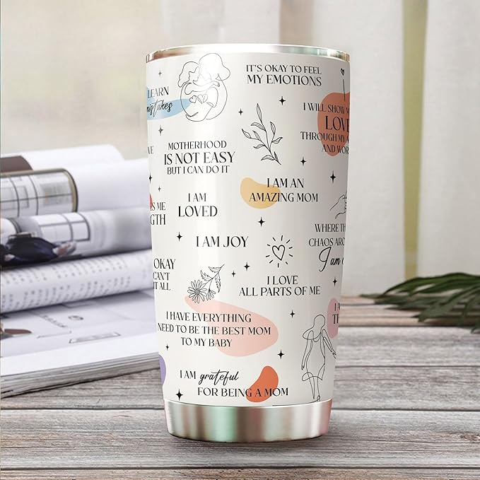 Mom Tumbler - Mom's Gift for Mothers Day, Christmas, Birthday - Mom Coffee Mug with Daughter, Son's Love