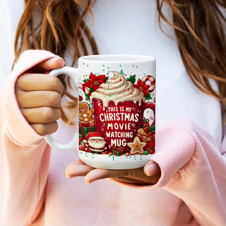 This is My Christmas Movie Watching 11oz & 15 oz Mug, Cute Christmas Mug, Christmas Movies Mug